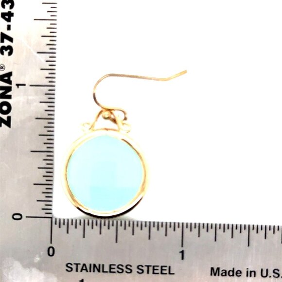 Green Round Stone Earrings - Picture 4 of 5